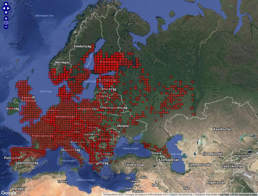 Forrás: Európai Herpetológiai Atlasz (http://na2re.ismai.pt/atlas.php)