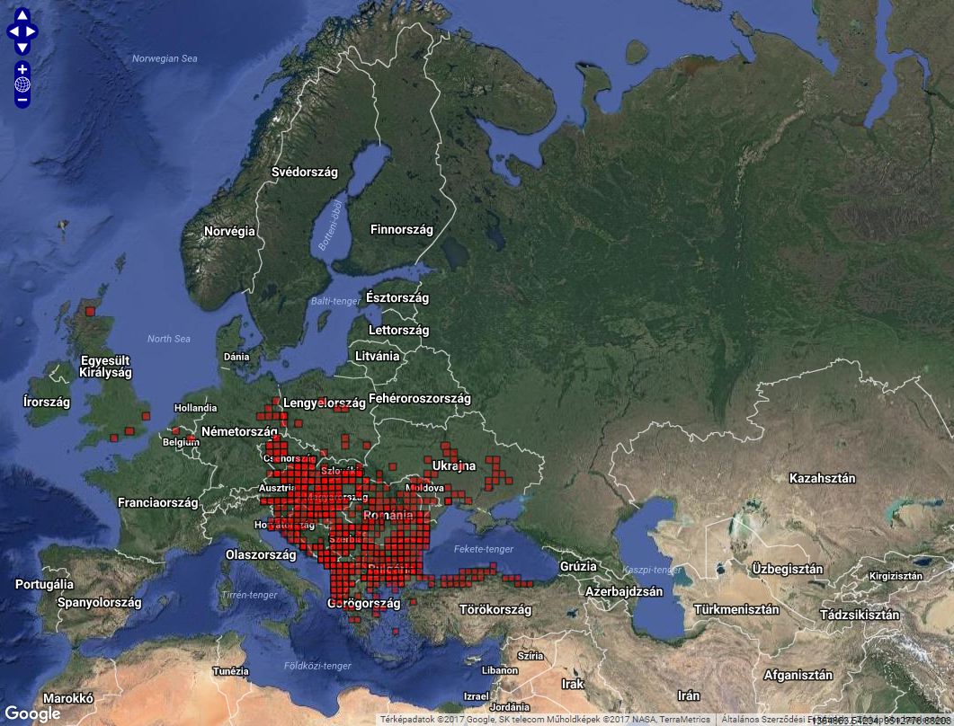 Forrás: Európai Herpetológiai Atlasz (http://na2re.ismai.pt/atlas.php)