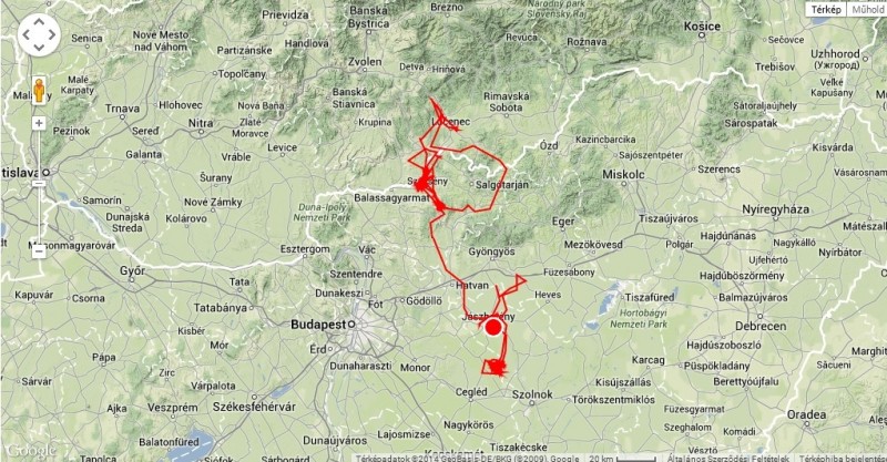 Piroska teljes útvonala (forrás: satellitetracking.eu)