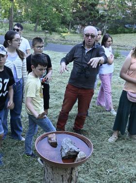 Madáritató a kórház udvarában